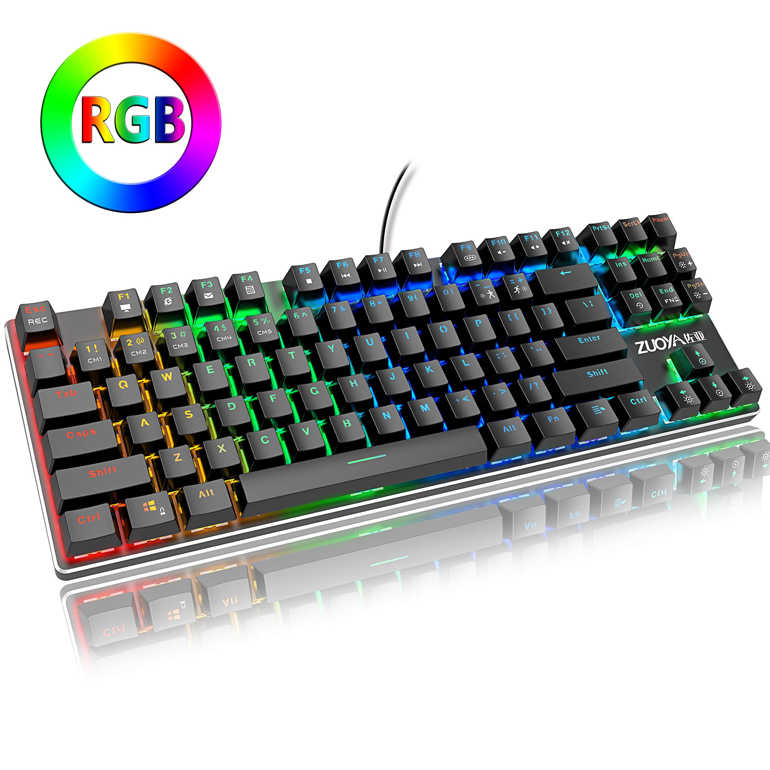 Amazon.com: ZUOYA RGB Mechanical Gaming Keyboard Small Compact 87